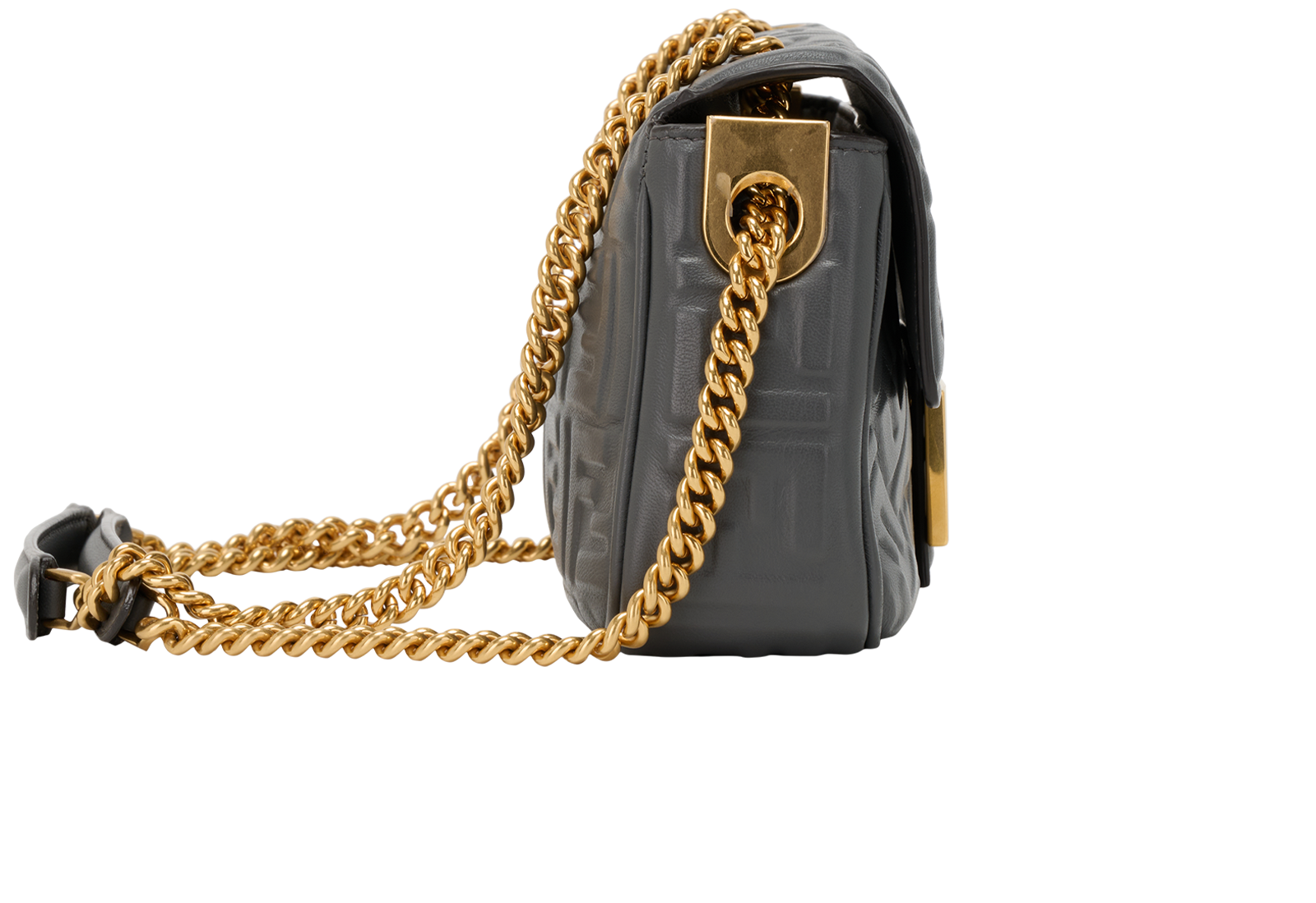 Embossed FF Baguette, &pound;1,300, Handbags, Grey, Leather, Side view